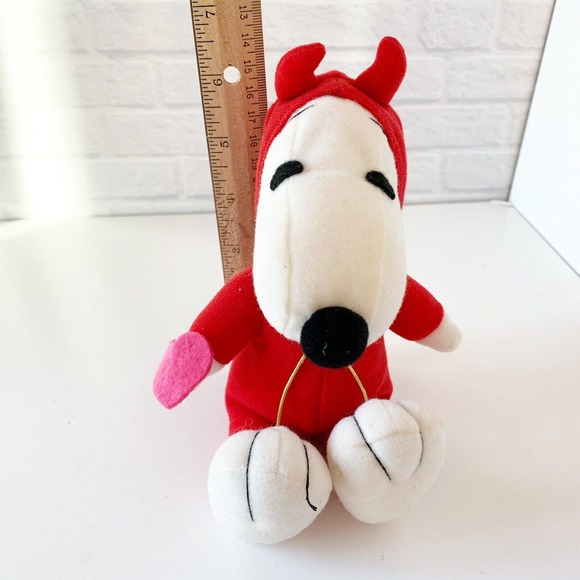 Peanuts Valentine's Day Sitting Devil Snoopy with Heart Plush Stuffed Animal Toy - Picture 7 of 9
